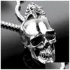 Pendant Necklaces Huge Heavy Skelaton Stainless Steel Mens Cool Boys Biker Pendants Necklace 24Inch Drop Delivery Jewelry Dhmb3