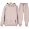 Mens Tracksuits Men Women Tracksuit Autumn Casual Solid Long Sleeve Pullovers Long Pants Two Piece Set Overized Fleece Hooded Sportswear Suit 230114