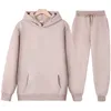 Męskie dresy mężczyźni Kobiety Tracksuit Autumn Casual Solid Solid Sleeve Pullovers Długie spodnie Dwuczęściowe zestawy Zagima polaru z kapturem Suit odzieży sportowej 230114