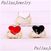 Charm Bracelets 10Pcs Gold Jewelry Mix Color Enamel Heart Finger Adjustable Open Ring Women Rings Drop Delivery Dhjcw