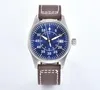 Armbandsur Tandorio Menys Watch Automatic Japan NH35 Movement Blue Face Datum 200M Vattentät gummi/läderband Sapphire