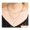 Collane con ciondolo 3 strati Sier Coin Rectangar Bar Collana girocollo Donna Clavicola Ragazze Catena Chocker Gioielli Regalo Drop Delivery Pend Dh4Jq