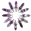 Anhänger Yuncai-Form-Edelstein-Anhänger, sechseckiger Chakra-Kristall, spitzer Naturstein für Halsketten-Schmuckherstellung, Amethyst-Tropfen, Delive Amwbv