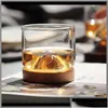 Wine Glasses Drinkware Kitchen Dining Garden Home Mountain Wooden Bottom Irish Transparent Glass Tea Cup For Whiskey Vodka Bar Drop D Dhjfc