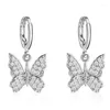 Dos boucles d'oreilles mode luxe cristal papillon pince or argent couleur pour femmes mignon Animal fille bijoux