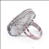 Solitaire Ring Natural LaBradoirte Gemstone Bead Wedding Lovers Justerbara antika ringar för kvinnor Man Finger Jewelry Copper Wire WR DHWBY