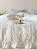 Bedding conjunta gentil bordado coreano artesanato todos os algodão lavado com renda francesa de quatro peças