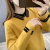 Camisolas femininas Sweater Spring Spring Autumn Sweater Loose Spring Splicing Style Style Lango de manga longa Top casual feminino