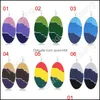 Cuelga la lámpara Afro Pendientes de madera Mticolor Impresión Gota para el oído Color de empalme Declaración para mujer Madera Oval Charm Hoop Jewelry Whol Dhdgn