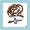 Colliers De Perles À La Main En Bois Jésus Prière Collier Pour Femmes Hommes Personnalité Vintage Perles Chapelet De Mode Pendentif Bijoux Cadeaux Dhiso