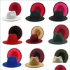 Geniş Memlu Şapkalar Patchwork Fedora Erkekleri Kadın Jazz Panama Kapağı Taklit Yün Çift Bağlı Renk Şapkası Kadın Moda Seyahat Kapakları 49 DHLWL