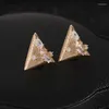 Backs Earrings Vintage Geometric Triangle Metal With Zirconia Clip On Golden Personality Non-pierced Ear Clips For Women Jewelry