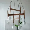 Kroonluchters porada kroonluchter Noordse eenvoudige houten glans Italiaanse retro villa el decoratie glazen eettafel hanglampen