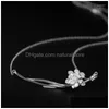 Collane con ciondolo Amxiu Handmade Lotus Flower S925 Collana Office Lady Choker per le donne Regalo per la festa della mamma Accessori quotidiani Drop Del Dh15B