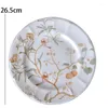 Plates Golden Stroke Classical Ceramic Dinner Plate American Vintage Painted Branches Decorative Dessert Afternoon Tea Tableware