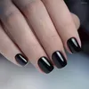 Uñas postizas 24 Uds. Uñas postizas cuadradas cortas para diseño, prensa Artificial negra brillante en DIY, cubierta completa, puntas para dedos, herramienta de manicura