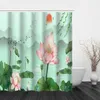 Shower Curtains Summer Fresh Lotus Pattern Curtain And Hook Modern Polyester Design Bathroom Home Decoration