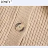 レディースジャケットZevity女性ファッション人工毛皮襟編みコートレディースダブルポケットパッチボタンシックジャケットベストフェムトップCT