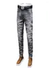 Jeans da uomo Retro Tide Brand Slim-Fit Piccolo dritto lavato grigio Casual All-Match Pantaloni a matita in denim da uomo alla moda