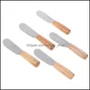 Outils à Fromage Couverts En Acier Inoxydable Beurre Spata Couteau En Bois Dessert Confiture Frottis Portable Voyage Partie Petit Déjeuner Outil Drop Delivery Ho Otscy