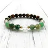 Strand Summer Armband Healing Wrist Mala Pärlor för daglig tacksamhet Naturlig gul Tiger Eye Green Yoga