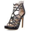 Dress Shoes Sgesvier Sexy Gold Blue Super High Platform Thin Heels Sandals Woman Elegant Charm Gladiator Big Size 50