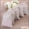 Sacches de bijoux Sacs Small Musline Dstring cadeau coton lin vintage sachets emballage Case de mariage Solder de plusieurs tailles de jute Dh71d