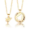 Pendant Necklaces 634D 1 Pair Paper Couple Necklace Geometric Triangle Aircraft Clavicle Chain