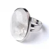 Solitaire Ring Oval Natural Gem Stone White Crystal Finger Rings Party For Men Women Jewelry Z9169 Drop Delivery Dhp8F