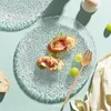 Plates European Glass Plate Living Room Desktop Dinner Creative Crushed Ice Texture Snack Organizer Tableware