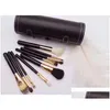 Brilhos de maquiagem Brand 9 PCs Set Kit Travel Beauty Professional Wood Handle Foundation Lips Cosmetics Brush Drop Drop Drop Health Tools DHXDQ