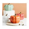 Bowls 1Pc Creative Pumpkin Shaped Baking Bowl With Lid Ceramic Household Tableware Dessert Soup Milk Kitchen Tools Drop Delivery Hom Dhnzs