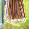 Gardin Boho National Style Tulle Sheer Stripes broderade kort fönster för hemmavortdekor i köket café