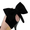 ドレスシューズシューズボウノットレディースポンプスティレットハイヒールスエード女性靴ファッションウェディングシューズデザイナー新しいポイントウィメンヒール220117