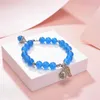 Charm Bracelets Beads Bracelet For Women Stone Jades Crystal Rhodochrosite Olive Beaded Bangle GIftts Wristband Jewelry 18cm B385