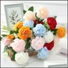 Couronnes de fleurs décoratives 3 têtes de pivoine fleur artificielle tissu de soie pivoines blanc rose orange vert rouge décor de mariage Drop Deli Dhap1