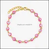 Catena a maglie Classic Evil Eye Link Bracciali Donna Ragazze Personalità Turco Occhi verdi azzurri Bracciale color oro Gioielli all'ingrosso Dr Dhcl7