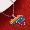 Chains Эмалевая нержавеющая сталь Страна Венесуэла карта Венесуэльский флагманский подвесной ожерелье Женщины Мужчины Цепочка модные украшения