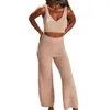 Dames tweedelige broek Pant Suits Women Autumn Leisure Elegance Backless Crop Top Vest Pluche Outfit Matching Set Dameskleding 2023