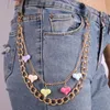 Gürtel Hosenkette mit farbenfrohen Blumen Dangle Decor Wallet Charme Jeans Taschenketten Hip Hop Rock für Frauengürte