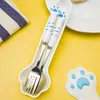 Yemek takımı setleri Protable Fork Spoon Suit Edensler Set Seyahat Paslanmaz Çelik Sabah Steal Saplama Kutusu ile