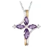 Colares de pingentes de colar de moda 8seasons para feminino jóias colorido de cor de prata Corrente da cadeia azul roxo de cristal roxo Acessórios luxuosos