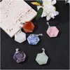 Pendants Cogcharger Natural Gemstone Hexagon Faceted Charms Crystal Stone Mixed Color For Diy Necklace Jewelry Earring Making Crafts Amebw