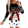 Casual Dresses For Women Christmas Santa Claus Printing Long Sleeve Bodycon Woman Dress Autumn Winter Clothing Female