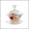 Miski Nordic Glass Birds Nest Bowl z pokrywką Kreatywne przezroczyste deser owocowe gospodarstwa domowe odporne na sałatki naczynia stołowe Dhkxh
