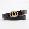 Belts Woman Belt Genuine Leather Pu Mixed High Quality Fashion Designer Outdoor Strap Two Circle Metal Buckle Ladies Items