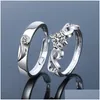 Cluster Rings 2021 925 Sterling Sier Lälare Ring Wing Double Women Män par Justerbart Festival Party Anniversary Gift Drop Deliv Dhu6x