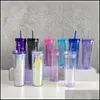 Tumblers 20Oz Acrylic Skinnny Tumbler With Lid St Double Walled As Reusable Plastic Cups Clear Straight Travel Water Bottles Jja155 Otset