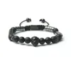 Charm Armband Mens Black Rostfritt stål armband Partihandel 8mm naturliga matt stenpärlor smycken med lejon service droppleverans dhv52