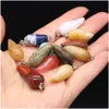 Pendants Natural Stone Olive Shape Polished Crystal Agate Mixed Charms For Jewelry Making Necklace Bracelet Drop Delivery Amqt1